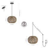 Isla 14" Farmhouse Coastal Rattan 180" Cord Plug-In or Hardwired LED Pendant - JONATHAN Y