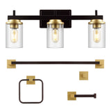 Liam 23.25" 3-Light Farmhouse Industrial Vanity Light with Bathroom Hardware Accessory Set - JONATHAN Y