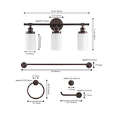 Egan 23.25" 3-Light Classic Cottage Vanity Light with Frosted Glass Shades and Bathroom Hardware Accessory Set - JONATHAN Y