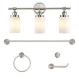 Egan 23.25" 3-Light Classic Cottage Vanity Light with Frosted Glass Shades and Bathroom Hardware Accessory Set - JONATHAN Y