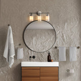 Egan 23.25" 3-Light Classic Cottage Vanity Light with Frosted Glass Shades and Bathroom Hardware Accessory Set - JONATHAN Y