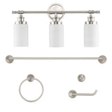Egan 23.25" 3-Light Classic Cottage Vanity Light with Frosted Glass Shades and Bathroom Hardware Accessory Set - JONATHAN Y
