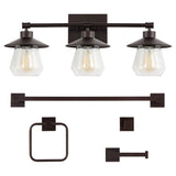Avalon 26" 3-Light Farmhouse Cottage Vanity Light with Bathroom Hardware Accessory Set - JONATHAN Y