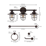 Ellis 24" 3-Light Industrial Farmhouse Vanity Light with Bathroom Hardware Accessory Set - JONATHAN Y