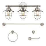 Ellis 24" 3-Light Industrial Farmhouse Vanity Light with Bathroom Hardware Accessory Set - JONATHAN Y