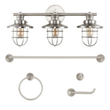 Ellis 24" 3-Light Industrial Farmhouse Vanity Light with Bathroom Hardware Accessory Set - JONATHAN Y