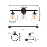 Hollis 23.75" 3-Light Traditional Farmhouse Vanity Light with Bathroom Hardware Accessory Set - JONATHAN Y