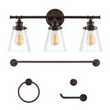 Hollis 23.75" 3-Light Traditional Farmhouse Vanity Light with Bathroom Hardware Accessory Set - JONATHAN Y