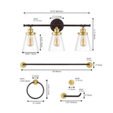 Hollis 23.75" 3-Light Traditional Farmhouse Vanity Light with Bathroom Hardware Accessory Set - JONATHAN Y