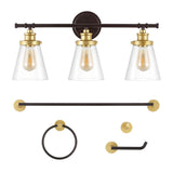 Hollis 23.75" 3-Light Traditional Farmhouse Vanity Light with Bathroom Hardware Accessory Set - JONATHAN Y
