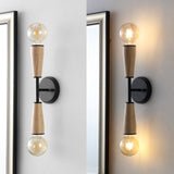 Katia 5.13" Modern Designer Iron/Wood Double Sided Hourglass LED Sconce - JONATHAN Y
