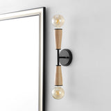 Katia 5.13" Modern Designer Iron/Wood Double Sided Hourglass LED Sconce - JONATHAN Y