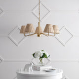 Libby 30" 5-Light Modern Coastal Sleek Woven Rattan/Iron LED Chandelier