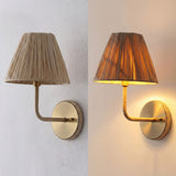 Malaya Bohemian Coastal Metal Pleated Paper Shade LED Vanity Light