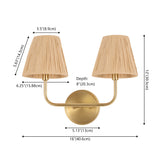 Malaya Bohemian Coastal Metal Pleated Paper Shade LED Vanity Light