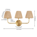 Malaya Bohemian Coastal Metal Pleated Paper Shade LED Vanity Light