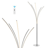 Fuochi 71" Modern Minimalist Metal 5-Branch Arc Dimmable Integrated LED Floor Lamp with Remote Control - JONATHAN Y