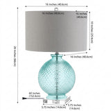 Estelle 26" Glass and Crystal LED Table Lamp Aqua – DIM