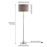 Layla 59.5" Crystal / Metal LED Floor Lamp Clear/Chrome With Gray Shade – DIM