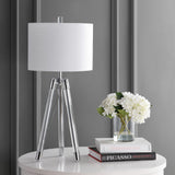 Wyman 30.5" Surveyor's Tripod Crystal/Metal LED Table Lamp - JONATHAN Y