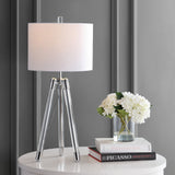 Wyman 30.5" Surveyor's Tripod Crystal/Metal LED Table Lamp - JONATHAN Y