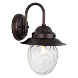 Rodanthe 8.25" Farmhouse Industrial Iron/Glass Outdoor LED Sconce - JONATHAN Y