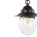 Manteo 8.25" Farmhouse Industrial Iron/Glass Outdoor LED Pendant - JONATHAN Y