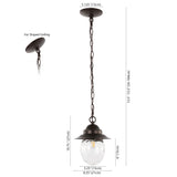 Manteo 8.25" Farmhouse Industrial Iron/Glass Outdoor LED Pendant - JONATHAN Y