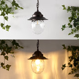 Manteo 8.25" Farmhouse Industrial Iron/Glass Outdoor LED Pendant - JONATHAN Y