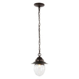 Manteo 8.25" Farmhouse Industrial Iron/Glass Outdoor LED Pendant - JONATHAN Y