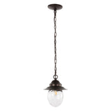 Manteo 8.25" Farmhouse Industrial Iron/Glass Outdoor LED Pendant - JONATHAN Y