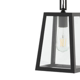 Glendale 6.75" Farmhouse Industrial Iron/Glass Outdoor LED Pendant - JONATHAN Y