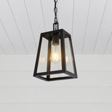 Glendale 6.75" Farmhouse Industrial Iron/Glass Outdoor LED Pendant - JONATHAN Y