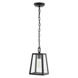 Glendale 6.75" Farmhouse Industrial Iron/Glass Outdoor LED Pendant - JONATHAN Y