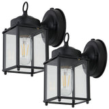 Boston 4.25" Farmhouse Industrial Iron/Glass Outdoor LED Sconce - JONATHAN Y