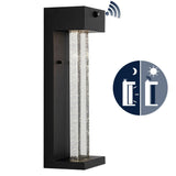 Miranda 5.13" Modern Industrial Iron/Glass Seeded Glass with Dusk-to-Dawn Sensor Integrated LED Outdoor Sconce - JONATHAN Y