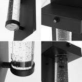 Horizone 5.5" Minimalist Industrial Iron/Glass Seeded Glass with Dusk-to-Dawn Sensor Integrated LED Outdoor Sconce - JONATHAN Y