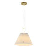 Alden 14.25" 1-Light Classic French Country Iron LED Pendant with Pleated Shade - JONATHAN Y