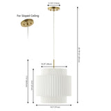 Boden 14.5" 1-Light Vintage Mid-Century Iron LED Pendant with Pleated Shade - JONATHAN Y