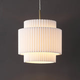 Boden 14.5" 1-Light Vintage Mid-Century Iron LED Pendant with Pleated Shade - JONATHAN Y