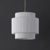 Boden 14.5" 1-Light Vintage Mid-Century Iron LED Pendant with Pleated Shade - JONATHAN Y