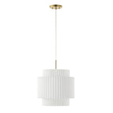 Boden 14.5" 1-Light Vintage Mid-Century Iron LED Pendant with Pleated Shade - JONATHAN Y