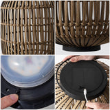 Nara 20.5" Modern Global Faux Rattan Integrated Indoor/Outdoor LED Solar Powered Lantern