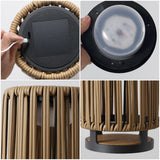 Sawara Modern Minimalist Faux Rattan Integrated Indoor/Outdoor LED Solar Powered Lantern