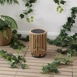 Sawara Modern Minimalist Faux Rattan Integrated Indoor/Outdoor LED Solar Powered Lantern
