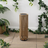 Sawara Modern Minimalist Faux Rattan Integrated Indoor/Outdoor LED Solar Powered Lantern