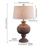 Scarlett 31" Resin LED Table Lamp Dark Brown with Gray Shade – DIM