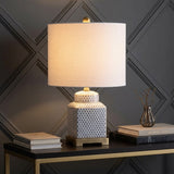 Cleo 21.5" Ceramic/Metal Ginger Jar LED Table Lamp Navy/White – AI-ON