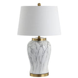 Prague 28" Ceramic Marble LED Table Lamp - JONATHAN Y