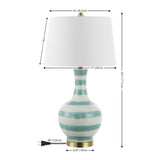 Tucker 30.5" Striped Ceramic/Metal LED Table Lamp - JONATHAN Y